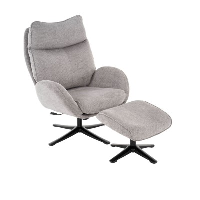 POLTRONA TURIM CINZENTA COM POUF