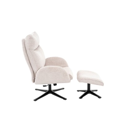POLTRONA TURIM COR AREIA COM POUF 2
