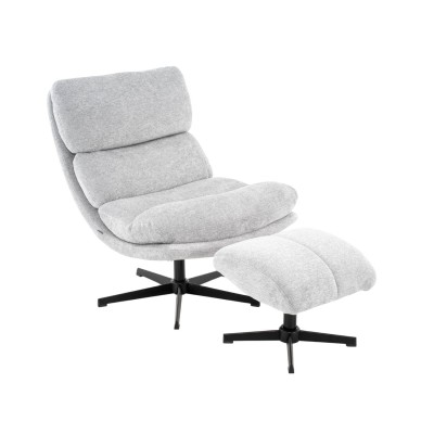 POLTRONA MILÃO CINZENTA COM POUF