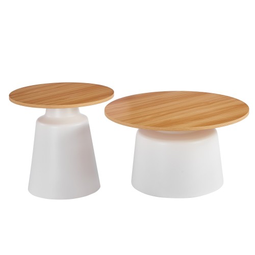 LOT DE 2 TABLES D'APPOINT NOA PIED BLANC