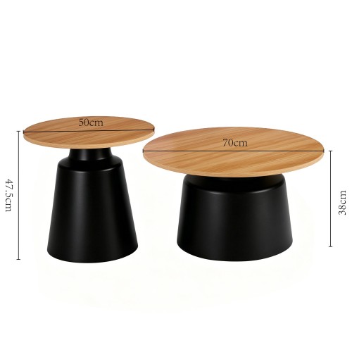 LOT DE 2 TABLES D'APPOINT NOA PIED NOIR