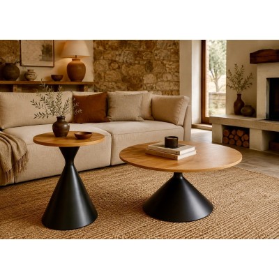 LOT DE 2 TABLES D'APPOINT LIMA PIED NOIR 2