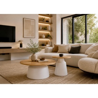 LOT DE 2 TABLES D'APPOINT NOA PIED BLANC 2