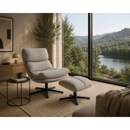 Fauteuil gris de Milan avec reposapies